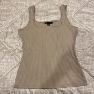 INC International Concepts Tan Ribbed Sleeveless Tank Top